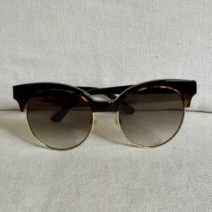 Balenciaga Dark Brown Tortoise Shell Cat-Eye Sunglasses Made in Italy